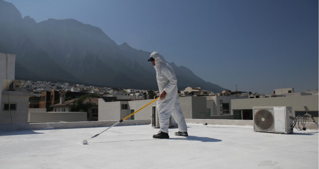 polyaspartic coating applied on roof